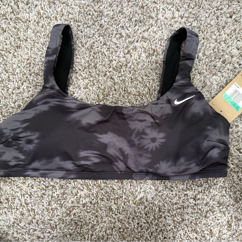 Nike Women's Gray Tie-Dye Sports Swim Top